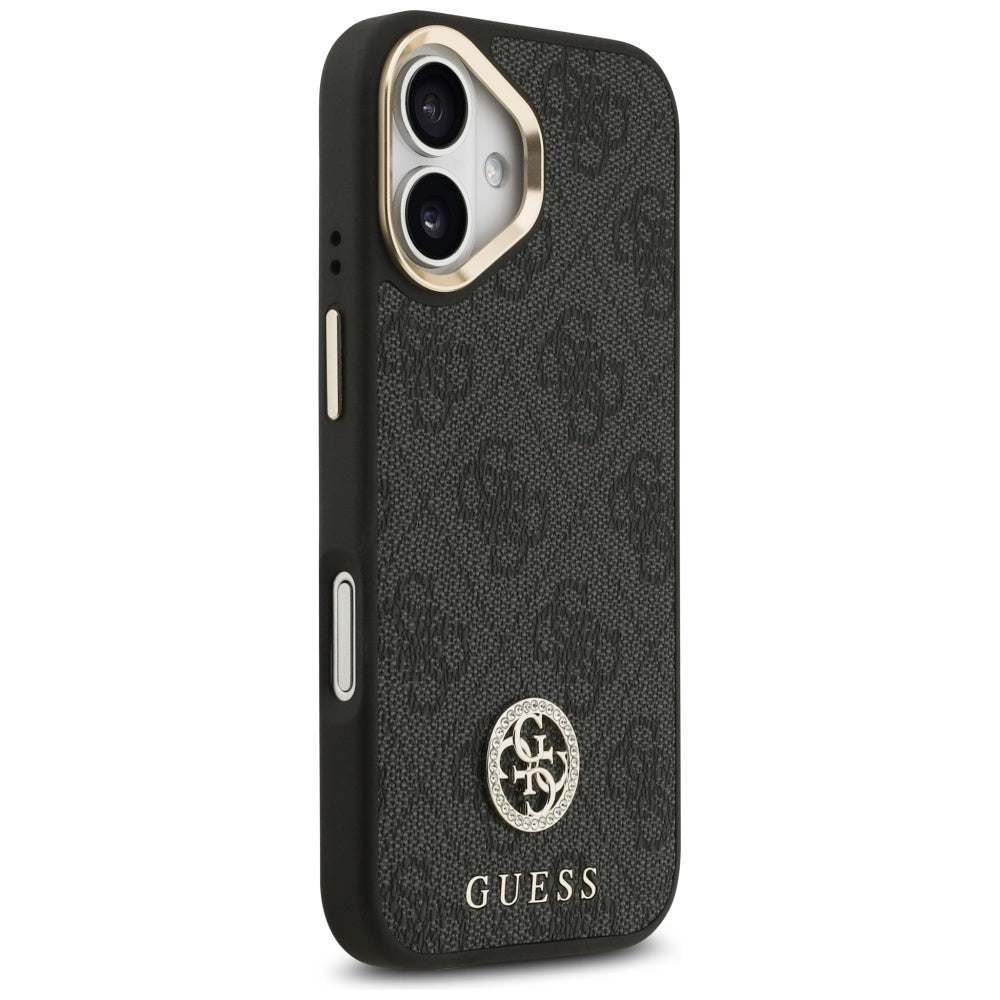 Husă Guess iPhone 17 4G Strass Logo with Big Strap Metal Button, negru – imagine 3