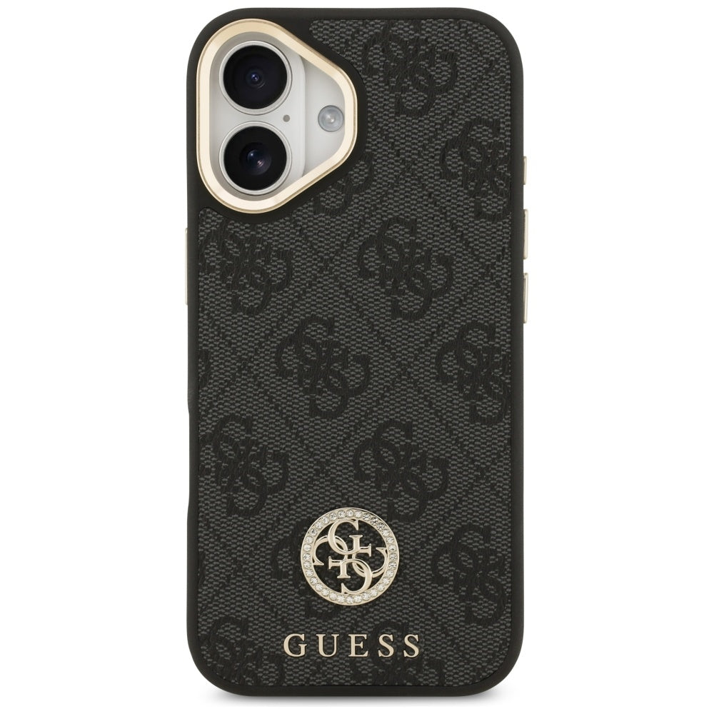 Husă Guess iPhone 17 4G Strass Logo with Big Strap Metal Button, negru – imagine 1