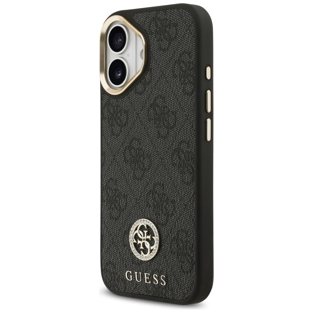 Husă Guess iPhone 17 4G Strass Logo with Big Strap Metal Button, negru – imagine 2
