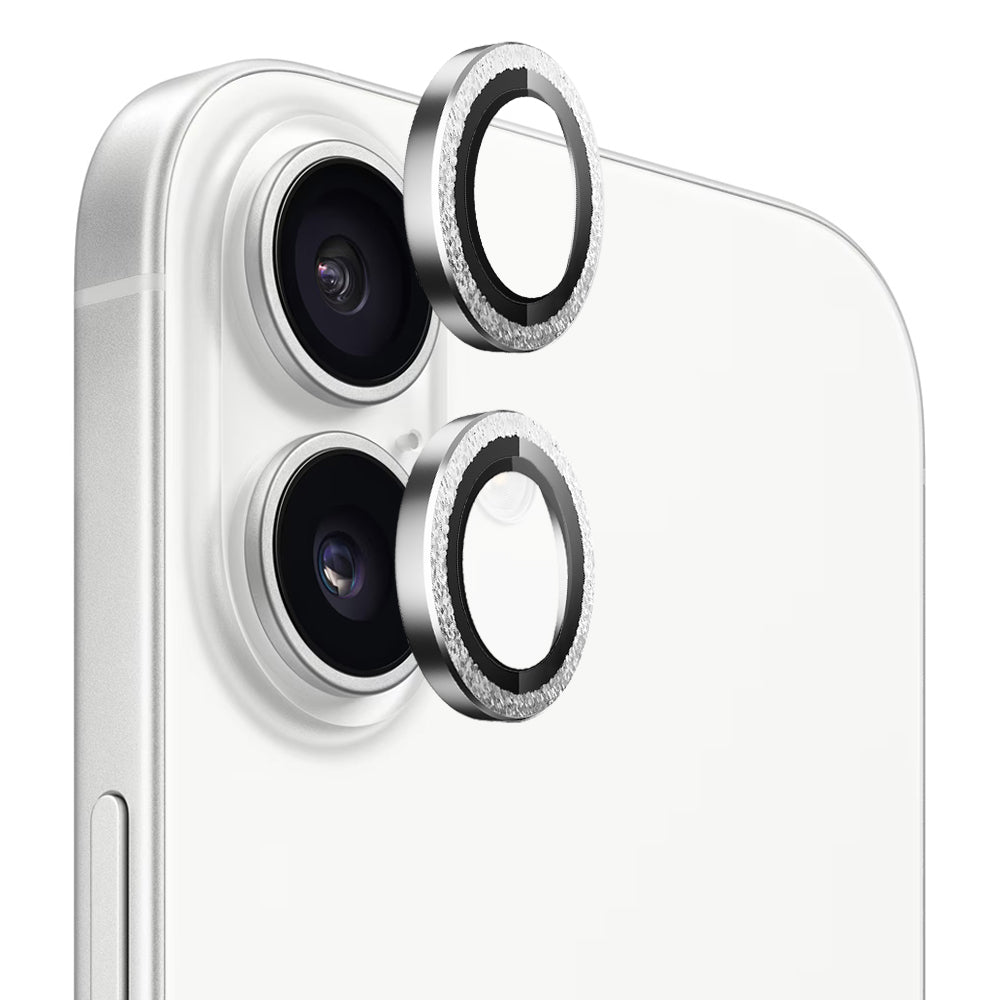 Protecție lentile Blueo ramă metalică iPhone 17, 2 buc. – Argintiu cu cristale – imagine 9 din 10