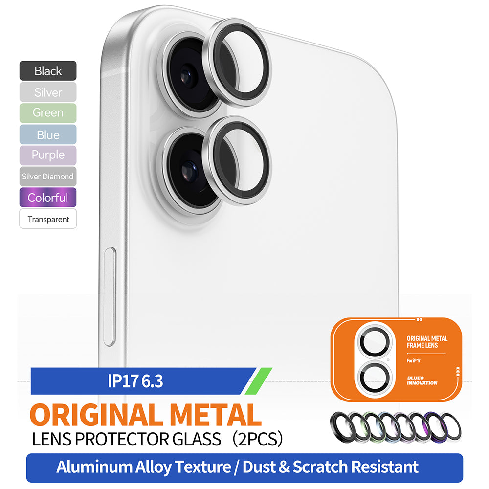 Protecție lentile Blueo ramă metalică iPhone 17, 2 buc. – Negru – imagine 3 din 10
