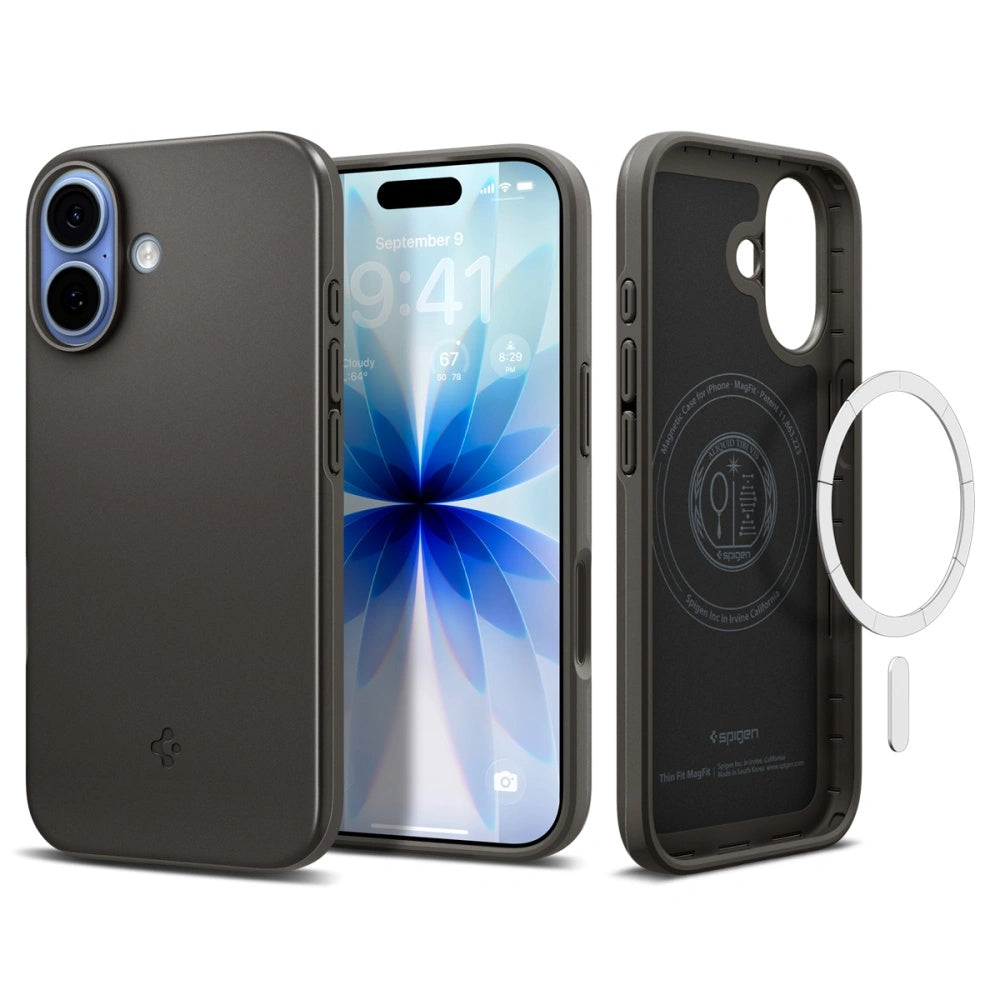 Husă Spigen Thin Fit MagSafe iPhone 17 – Gunmetal (gri metalic) – imagine 7