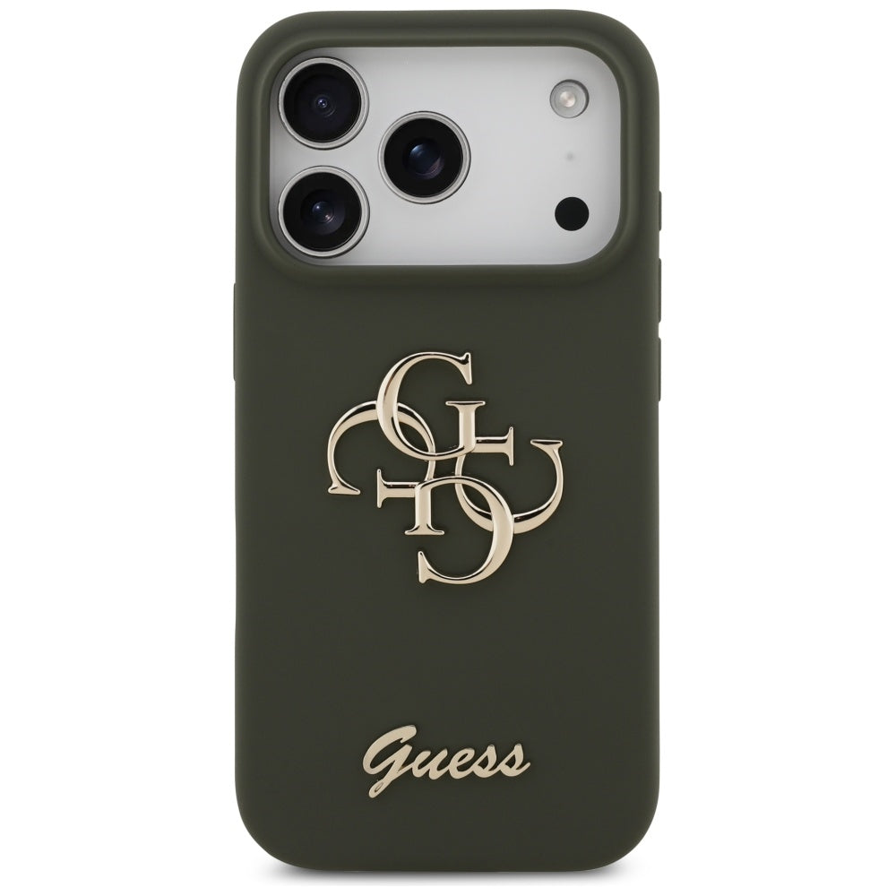 Husă Guess iPhone 17 Pro Silicone Big 4G Script, kaki – imagine 2