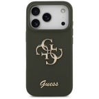 Husă Guess iPhone 17 Pro Silicone Big 4G Script, kaki – imagine 2