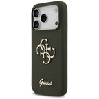 Husă Guess iPhone 17 Pro Silicone Big 4G Script, kaki – imagine 5