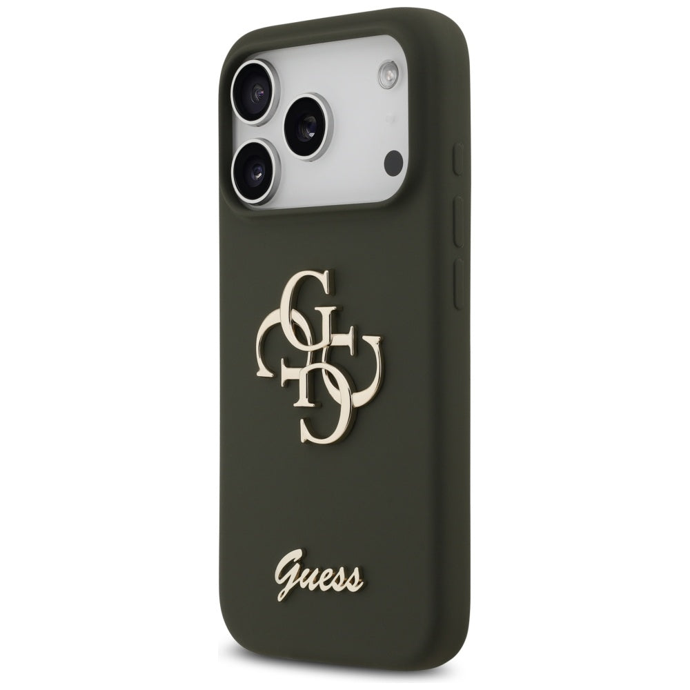 Husă Guess iPhone 17 Pro Silicone Big 4G Script, kaki – imagine 5