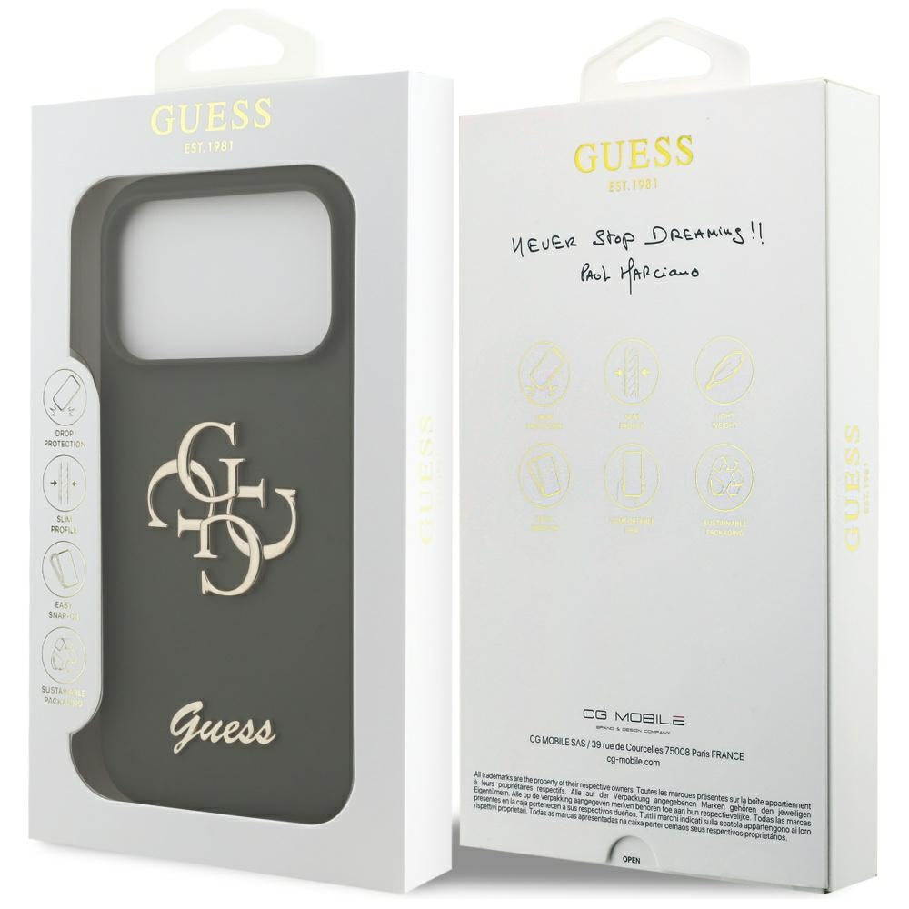 Husă Guess iPhone 17 Pro Silicone Big 4G Script, kaki – imagine 7