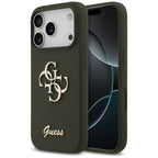 Husă Guess iPhone 17 Pro Silicone Big 4G Script, kaki – imagine 1
