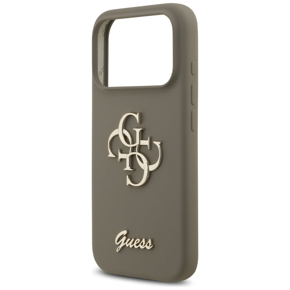 Husă Guess iPhone 17 Pro Silicone Big 4G Script, maro – imagine 4