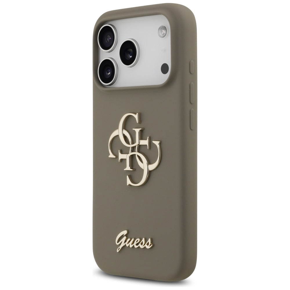 Husă Guess iPhone 17 Pro Silicone Big 4G Script, maro – imagine 3