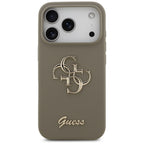 Husă Guess iPhone 17 Pro Silicone Big 4G Script, maro – imagine 2