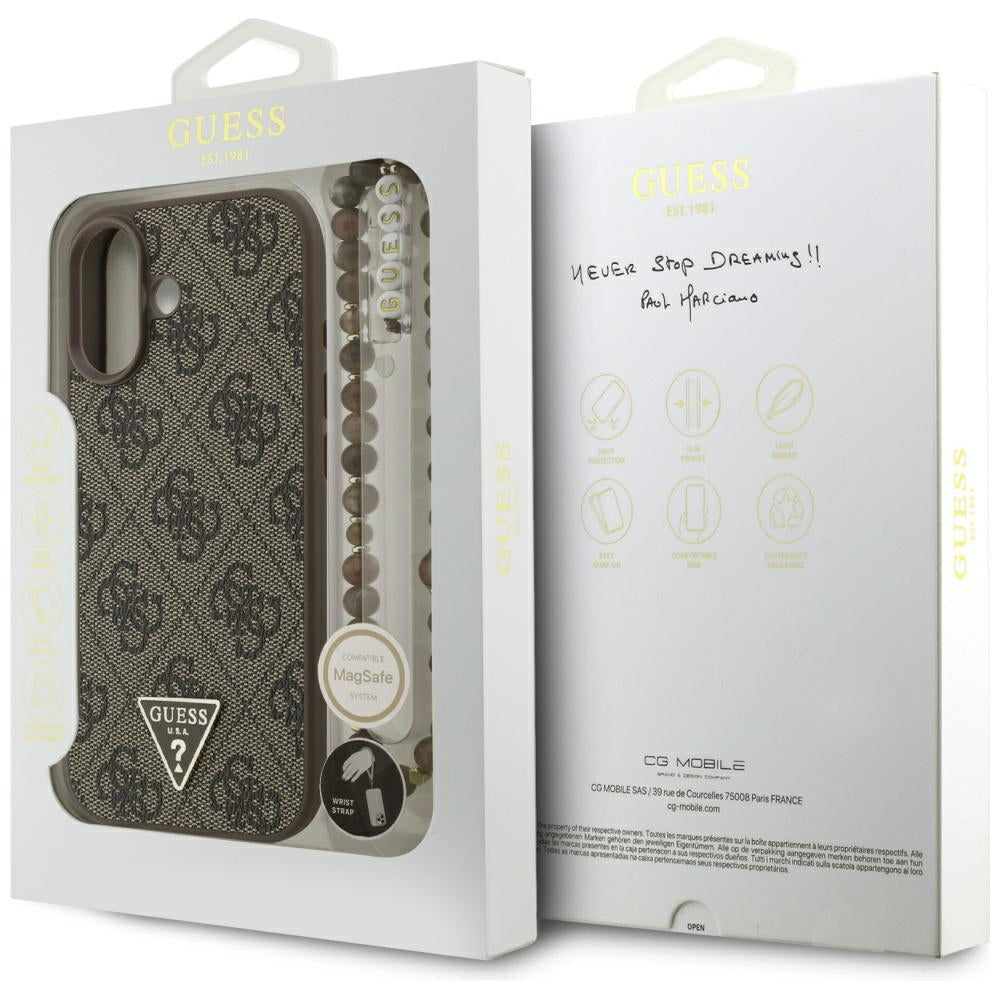 Husă Guess iPhone 17 Hardcase 4G Strap Triangle Logo MagSafe, maro – imagine 7