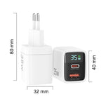 Încărcător priză GaN 35W cu afișaj LED, negru – Techsuit CH3 – imagine 2