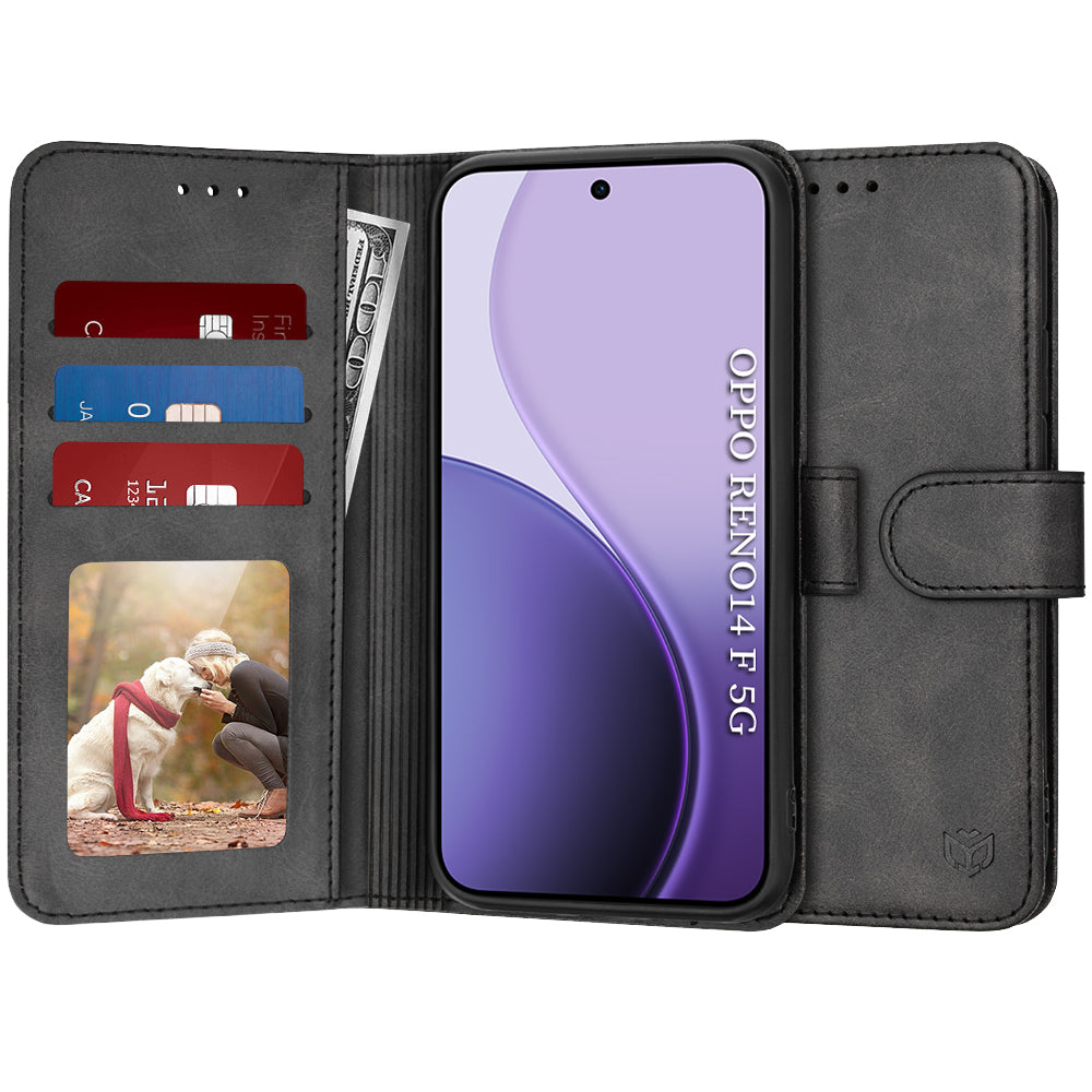 Husă Oppo Reno14 F / Reno14 FS 5G flip Techsuit Diary Book, negru – imagine 1