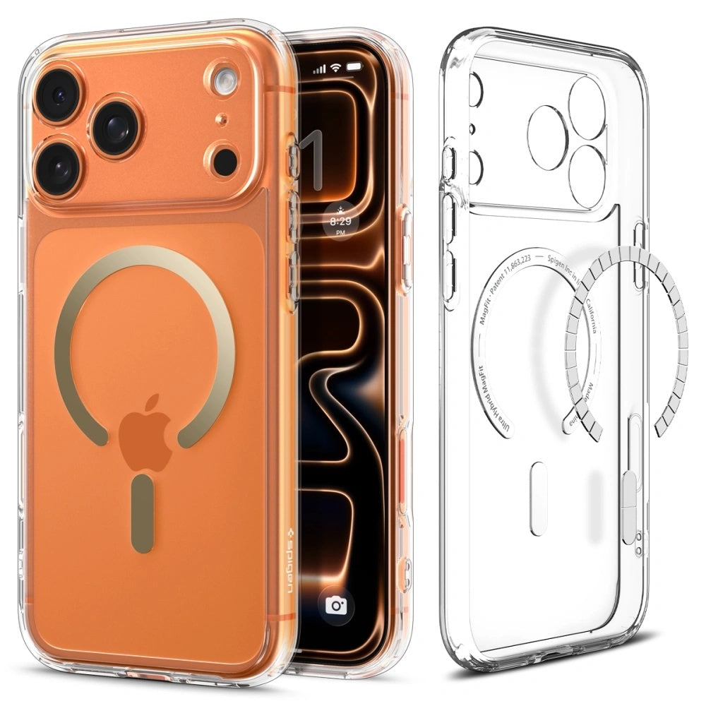 Husă Spigen Ultra Hybrid MagSafe iPhone 17 Pro Max – Transparent / Auriu – imagine 1