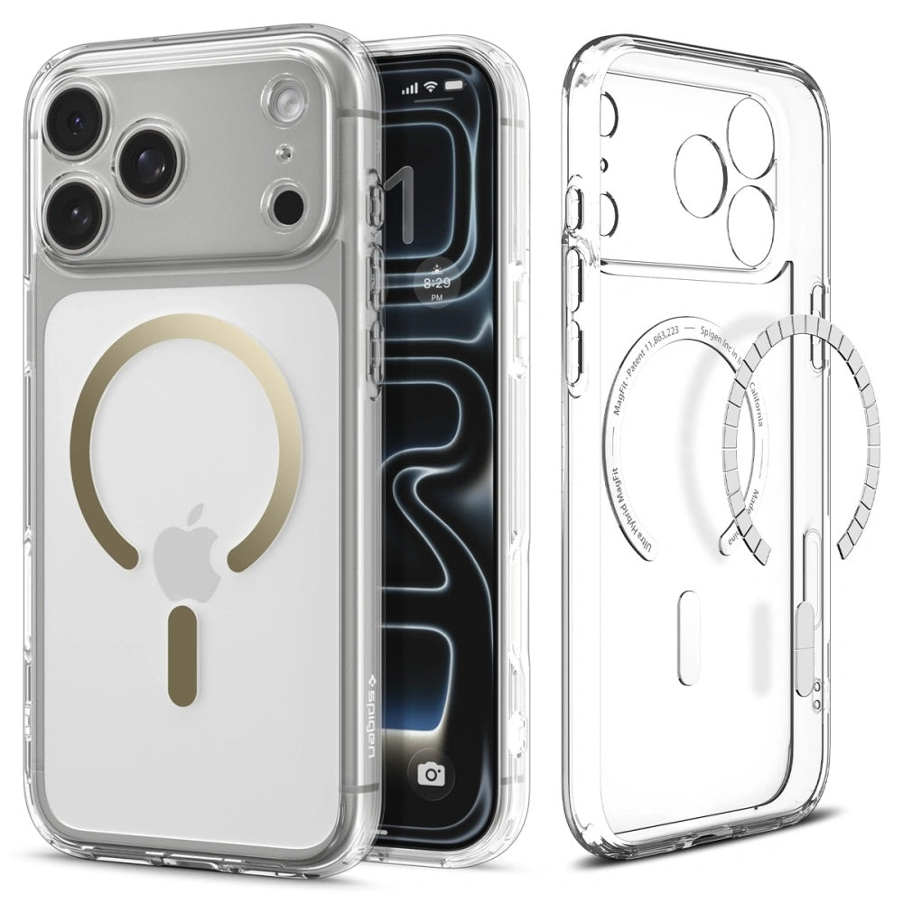 Husă Spigen Ultra Hybrid MagSafe iPhone 17 Pro – Transparent / Auriu – imagine 1