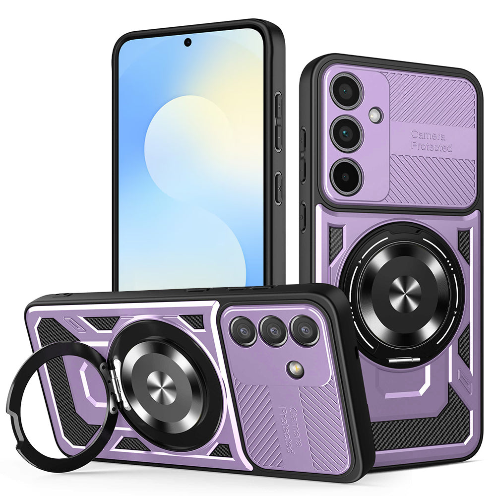 Husă Techsuit RuggedCam MagSafe cu stand Galaxy S25 FE – Mov – imagine 3