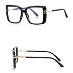 Ochelari lumină albastră femei, ramă pătrată mare – Techsuit 2270 – Negru / auriu – imagine 3