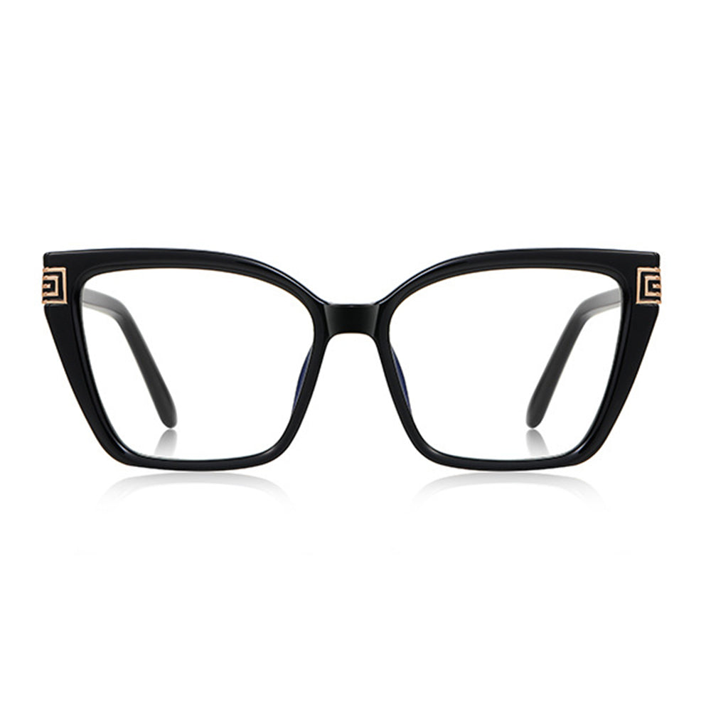 Ochelari lumină albastră femei, oversized negru-auriu – Techsuit 2260 – Negru / auriu – imagine 2