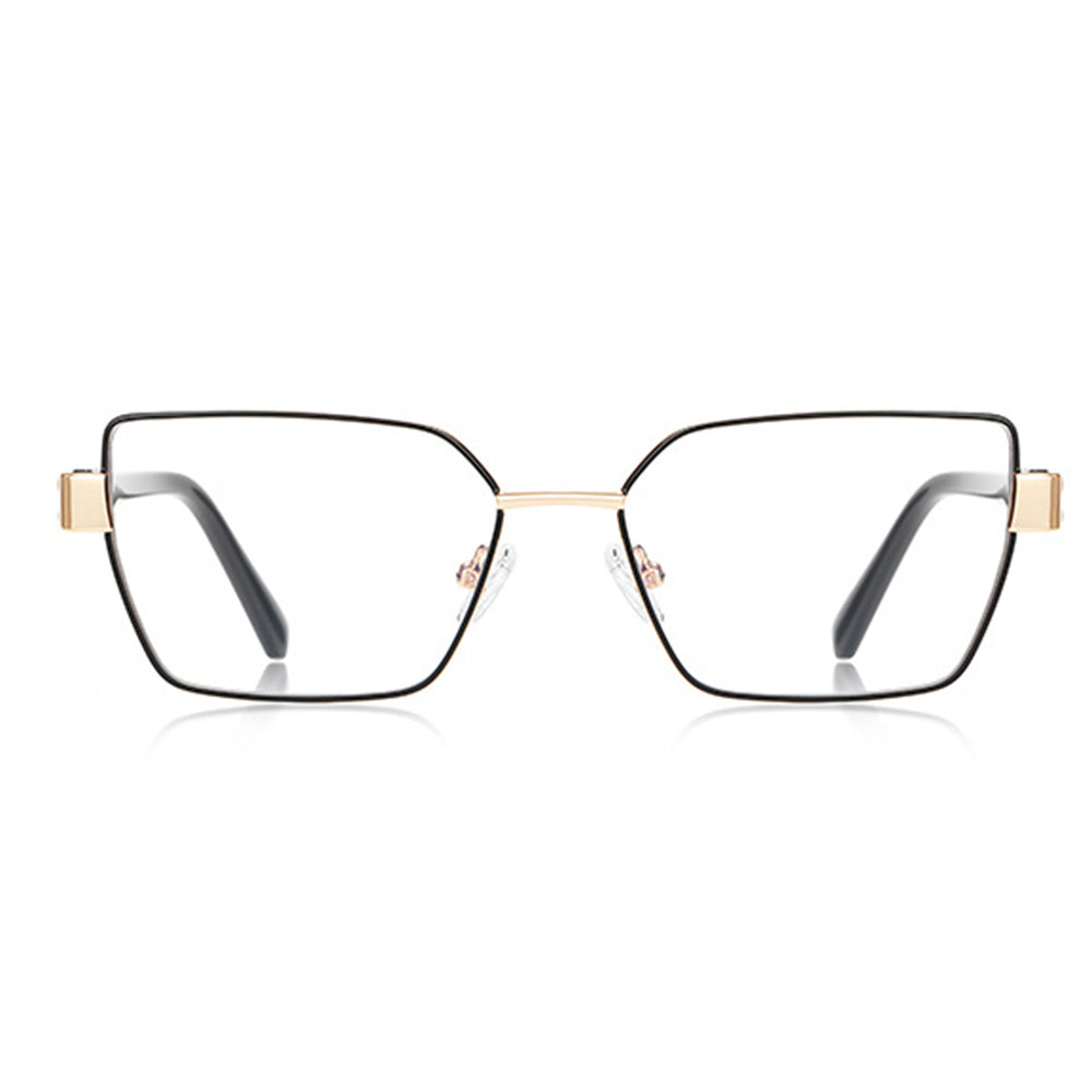 Ochelari lumină albastră femei, ramă hexagonală – Techsuit 3169 – Negru / auriu – imagine 2