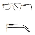 Ochelari lumină albastră femei, ramă hexagonală – Techsuit 3169 – Negru / auriu – imagine 3