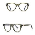 Ochelari lumină albastră bărbați, ramă rotundă mare – Techsuit 2231 – Transparent / verde – imagine 2