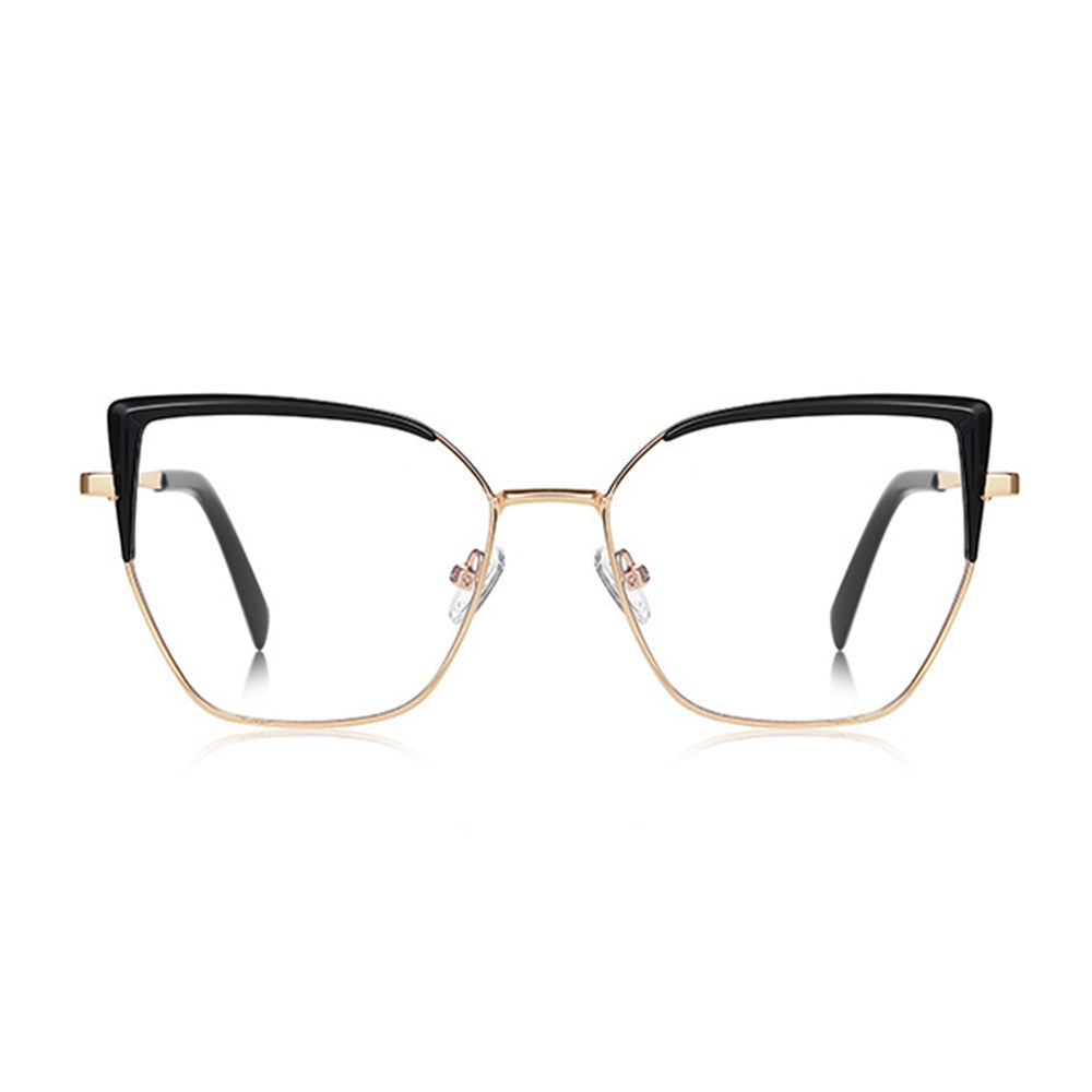 Ochelari lumină albastră femei, cat eye auriu – Techsuit 3156 – Auriu / negru – imagine 5