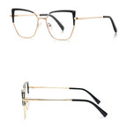 Ochelari lumină albastră femei, cat eye auriu – Techsuit 3156 – Auriu / negru – imagine 6
