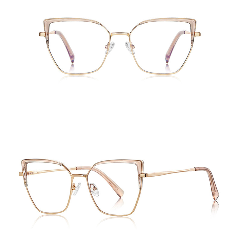Ochelari lumină albastră femei, cat eye auriu – Techsuit 3156 – Auriu / roz – imagine 2