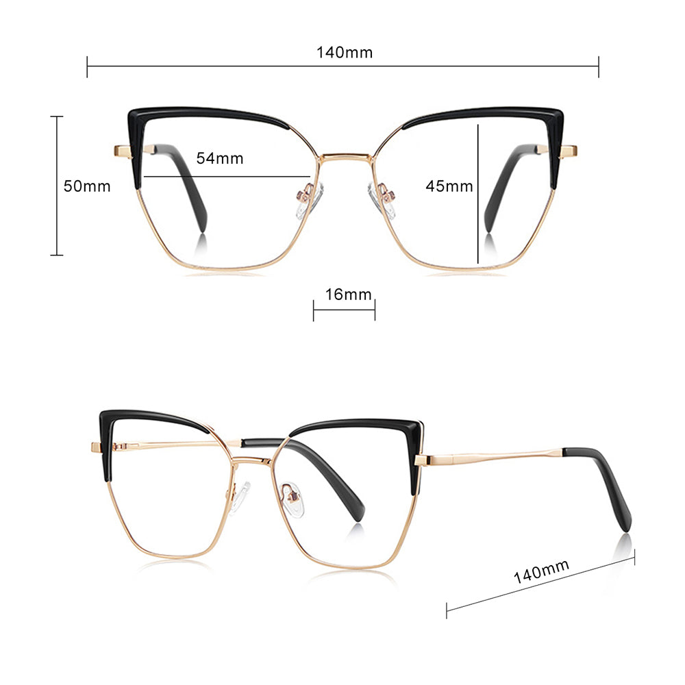 Ochelari lumină albastră femei, cat eye auriu – Techsuit 3156 – Auriu / roz – imagine 3