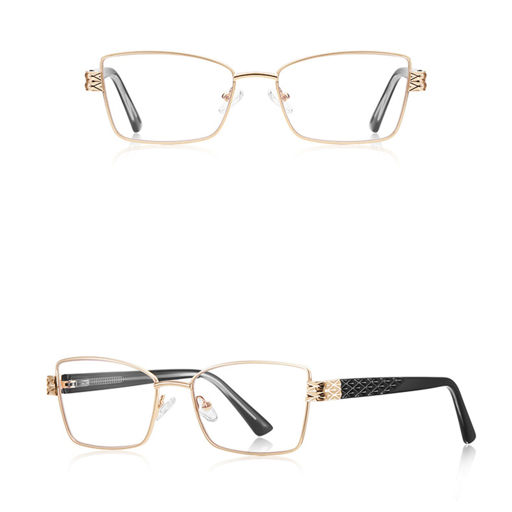 Ochelari lumină albastră femei, ramă metalică – Techsuit 3171 – Auriu / negru – imagine 5