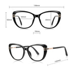 Ochelari lumină albastră femei, oversized cu lentile mari – Techsuit – Negru / auriu – imagine 2