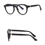 Ochelari lumină albastră bărbați, rotunzi compacți – Techsuit 2228 – Negru – imagine 3