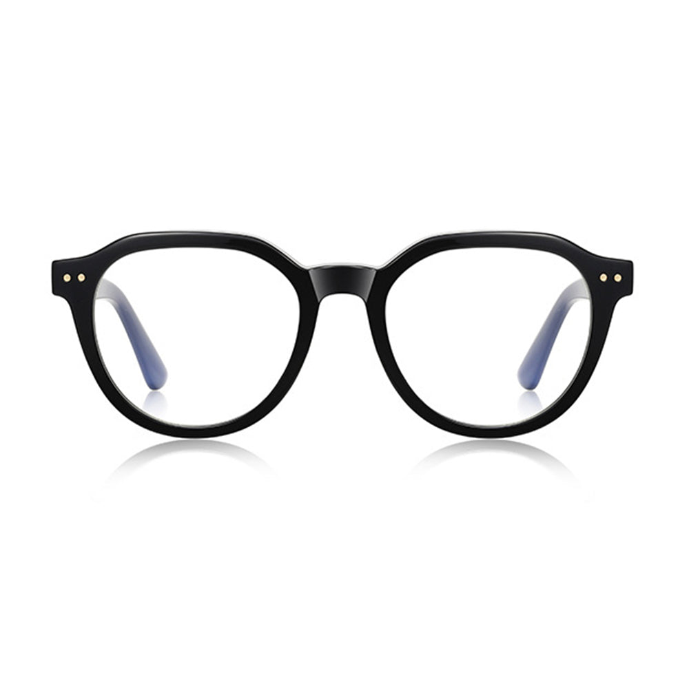 Ochelari lumină albastră bărbați, rotunzi compacți – Techsuit 2228 – Negru – imagine 2