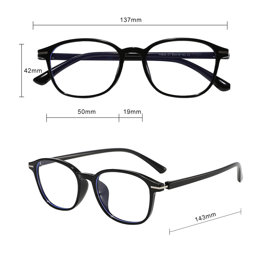 Ochelari lumină albastră unisex, ramă rotundă TR90 – Techsuit 6635 – Negru / mov – imagine 6