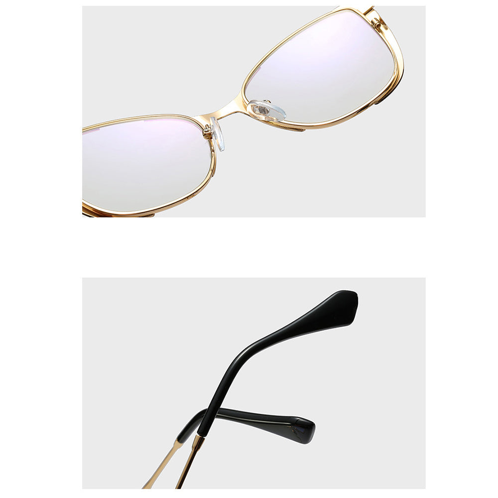 Ochelari lumină albastră femei, oversized metalici – Techsuit 8808 – Negru / auriu – imagine 1