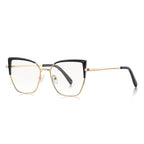 Ochelari lumină albastră femei, cat eye auriu – Techsuit 3156 – Auriu / negru – imagine 4