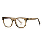 Ochelari lumină albastră bărbați, ramă rotundă – Techsuit 2229 – Transparent / maro – imagine 3