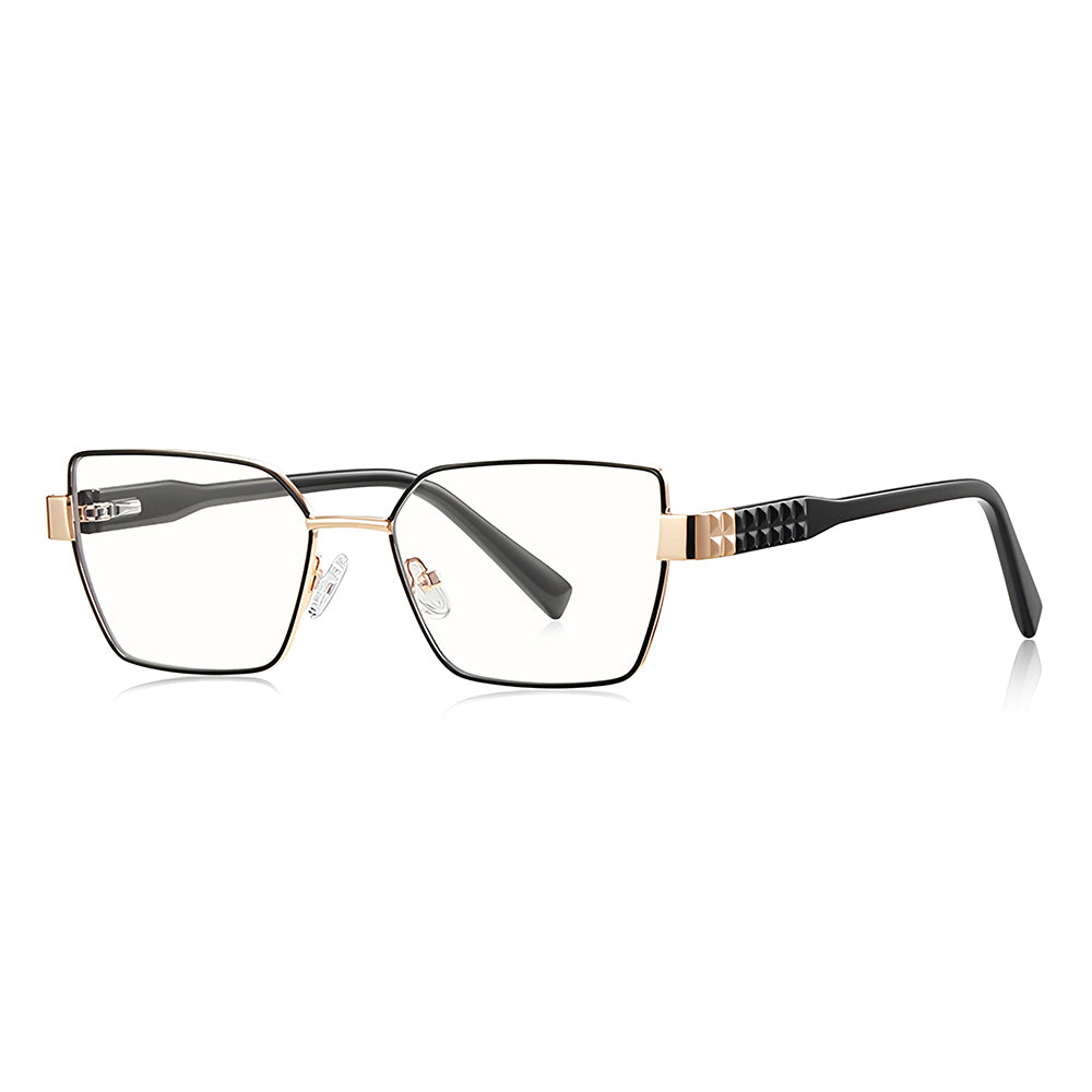 Ochelari lumină albastră femei, ramă hexagonală – Techsuit 3169 – Negru / auriu – imagine 2