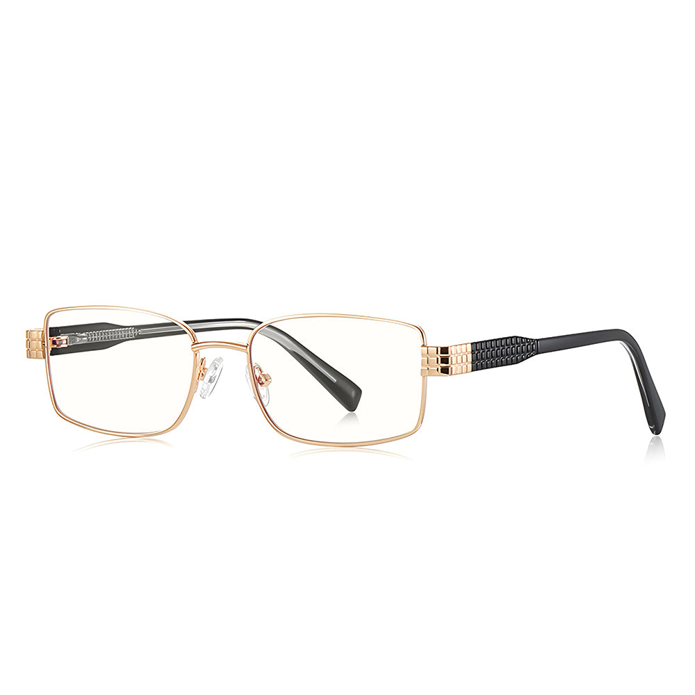 Ochelari lumină albastră femei, ramă îngustă – Techsuit 3163 – Auriu / negru – imagine 4