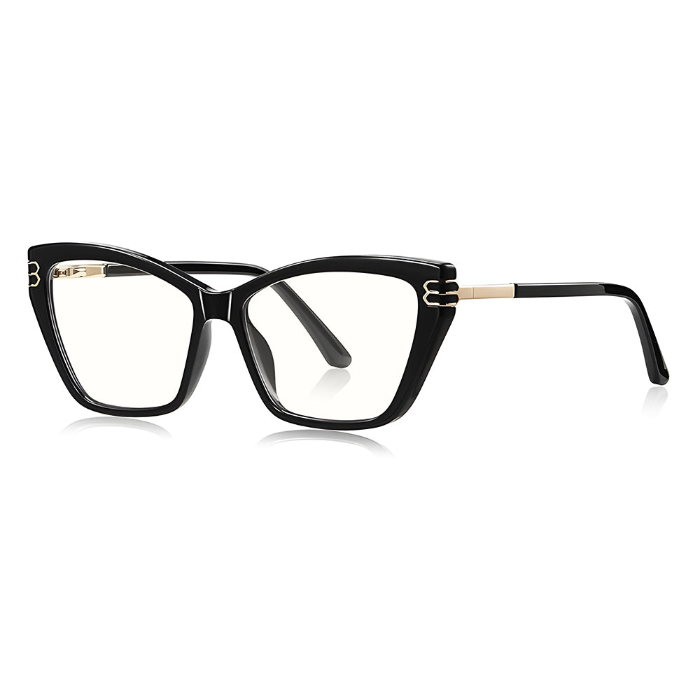 Ochelari lumină albastră femei, dreptunghiulari negri – Techsuit 2262 – Negru – imagine 1