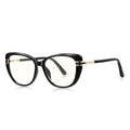 Ochelari lumină albastră femei, oversized cu lentile mari – Techsuit – Negru / auriu – imagine 1