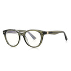 Ochelari lumină albastră bărbați, ramă rotundă mare – Techsuit 2231 – Transparent / verde – imagine 2