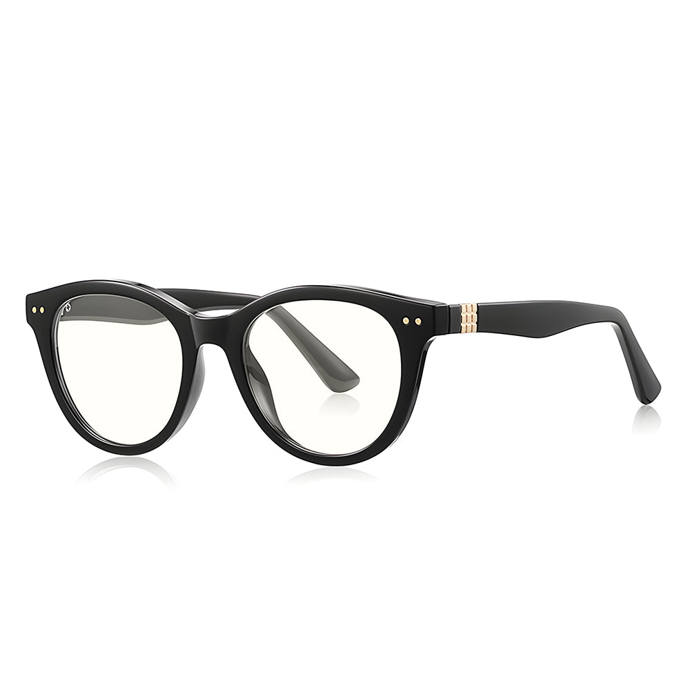 Ochelari lumină albastră bărbați, ramă rotundă mare – Techsuit 2231 – Negru – imagine 3