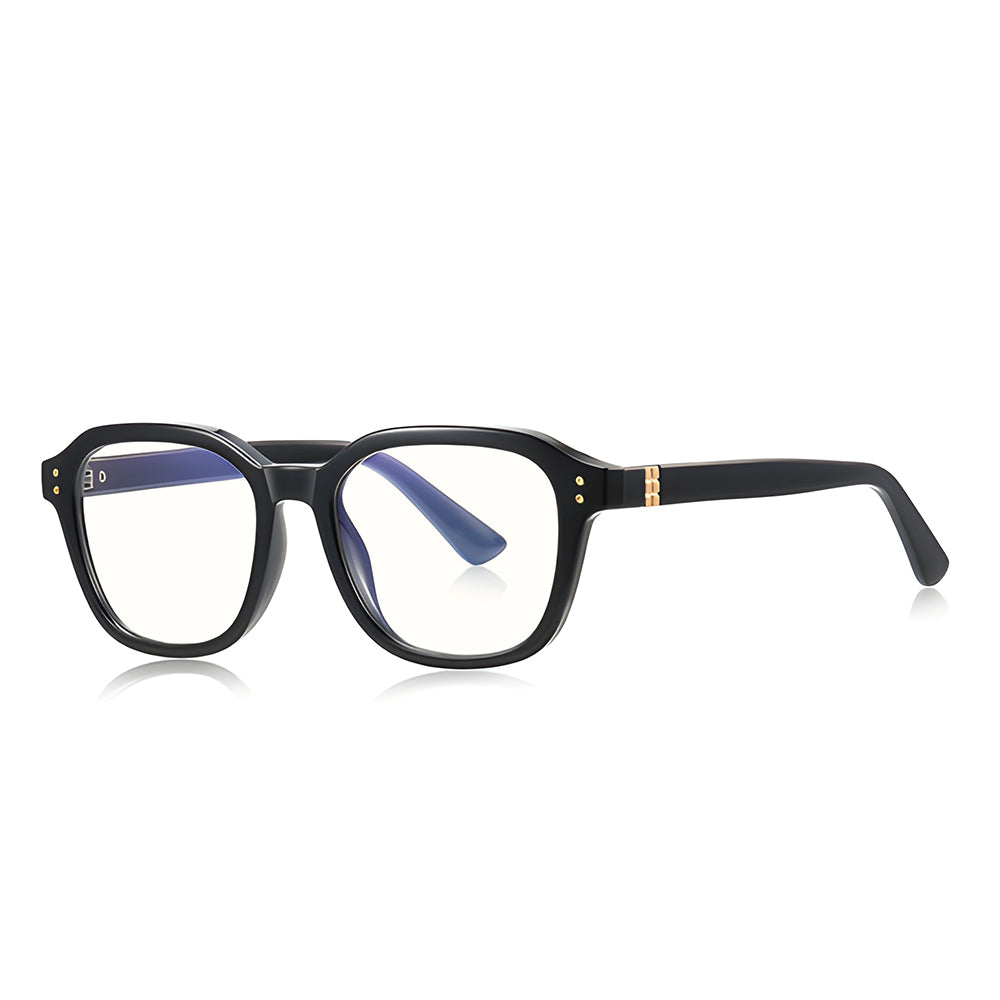Ochelari lumină albastră bărbați, rotunzi, lentile late – Techsuit – Negru – imagine 1