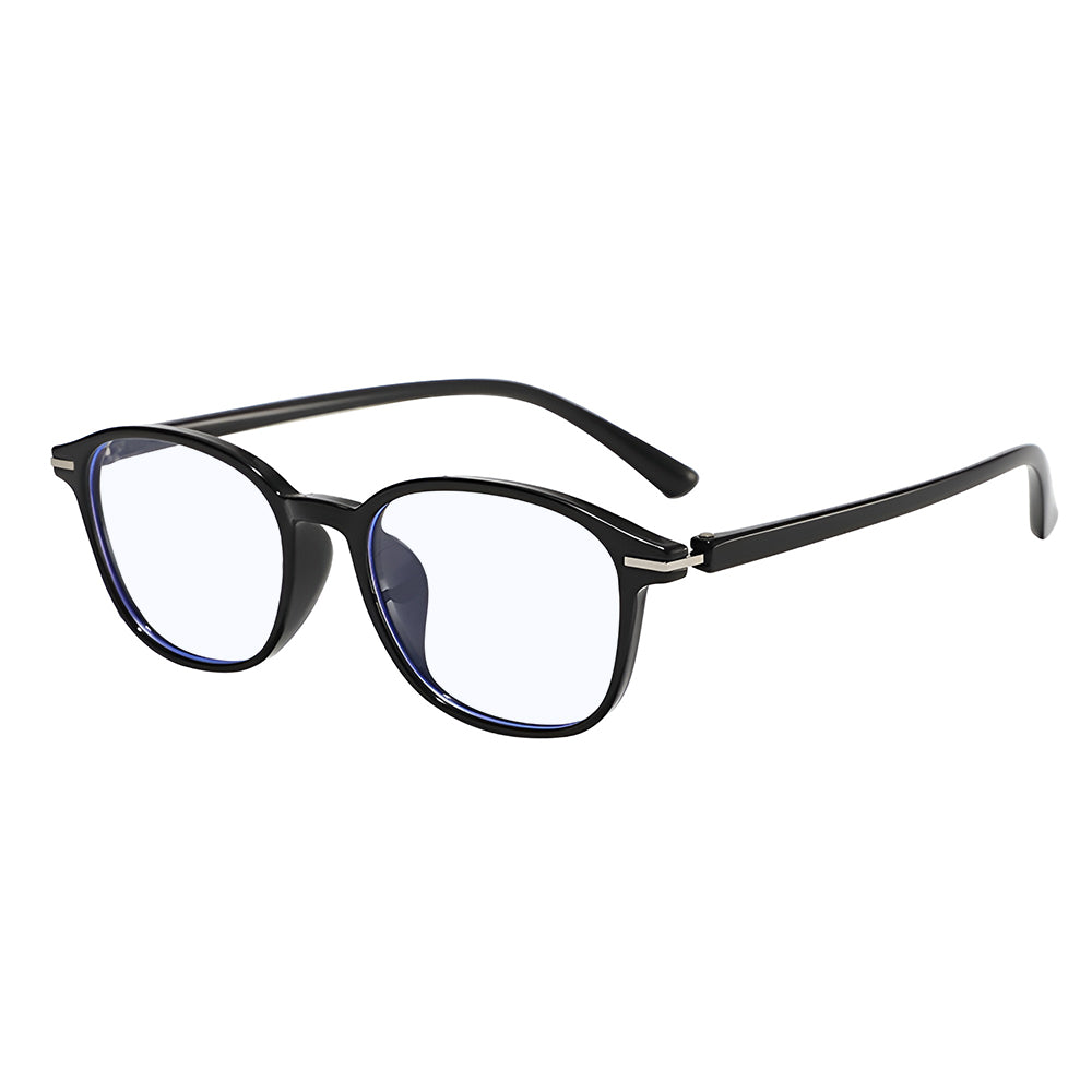 Ochelari lumină albastră unisex, ramă rotundă TR90 – Techsuit 6635 – Negru – imagine 1