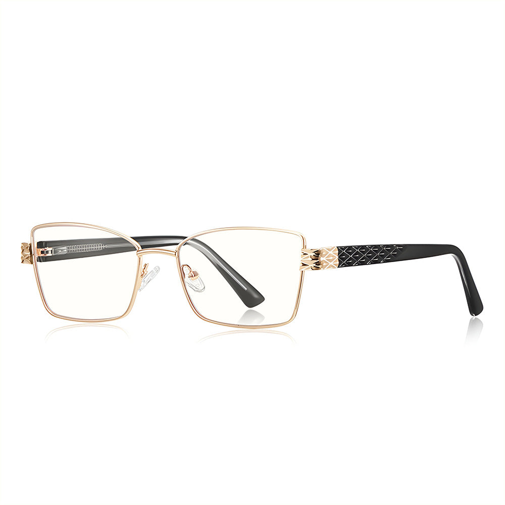 Ochelari lumină albastră femei, ramă metalică – Techsuit 3171 – Auriu / negru – imagine 4