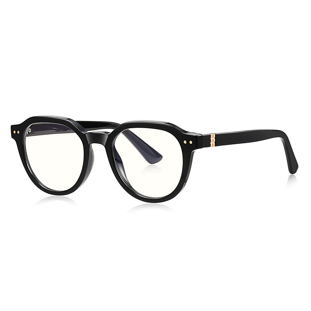 Ochelari lumină albastră bărbați, rotunzi compacți – Techsuit 2228 – Negru – imagine 1