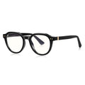 Ochelari lumină albastră bărbați, rotunzi compacți – Techsuit 2228 – Negru – imagine 1