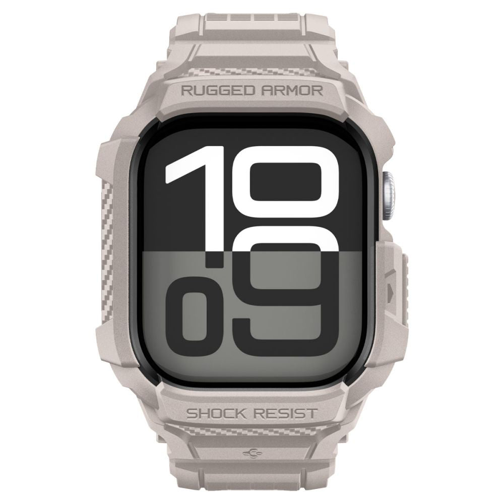 Husă cu curea Spigen Rugged Armor Pro V2 Apple Watch Series 11 / 10 (42 mm) – Bej (Dune Beige) – imagine 3